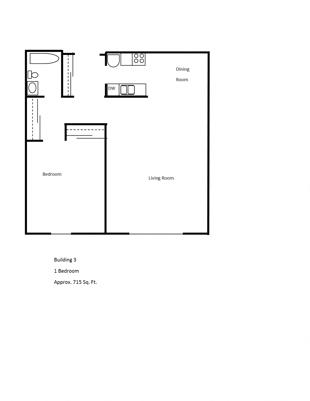 The Village Apartments Forest Lake building 3 one bedroom outline